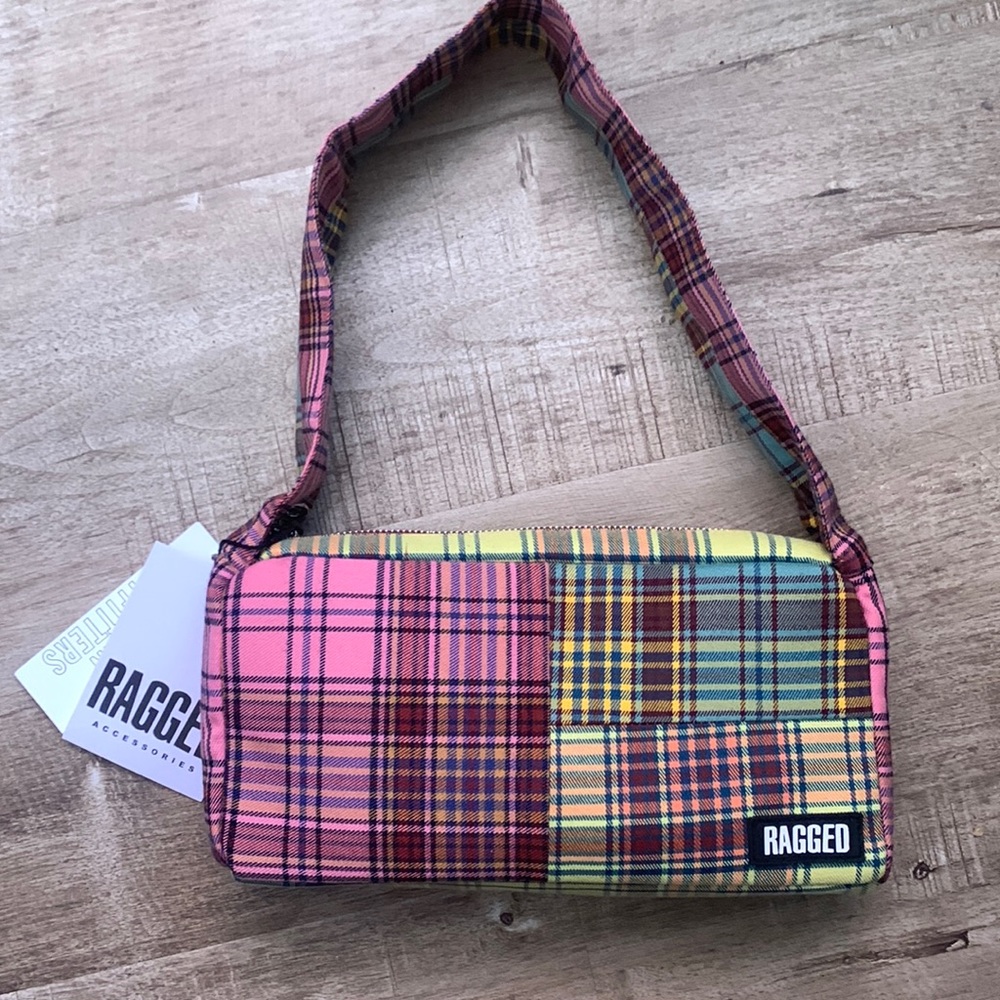 Ragged Colorful Plaid Shoulder Bag